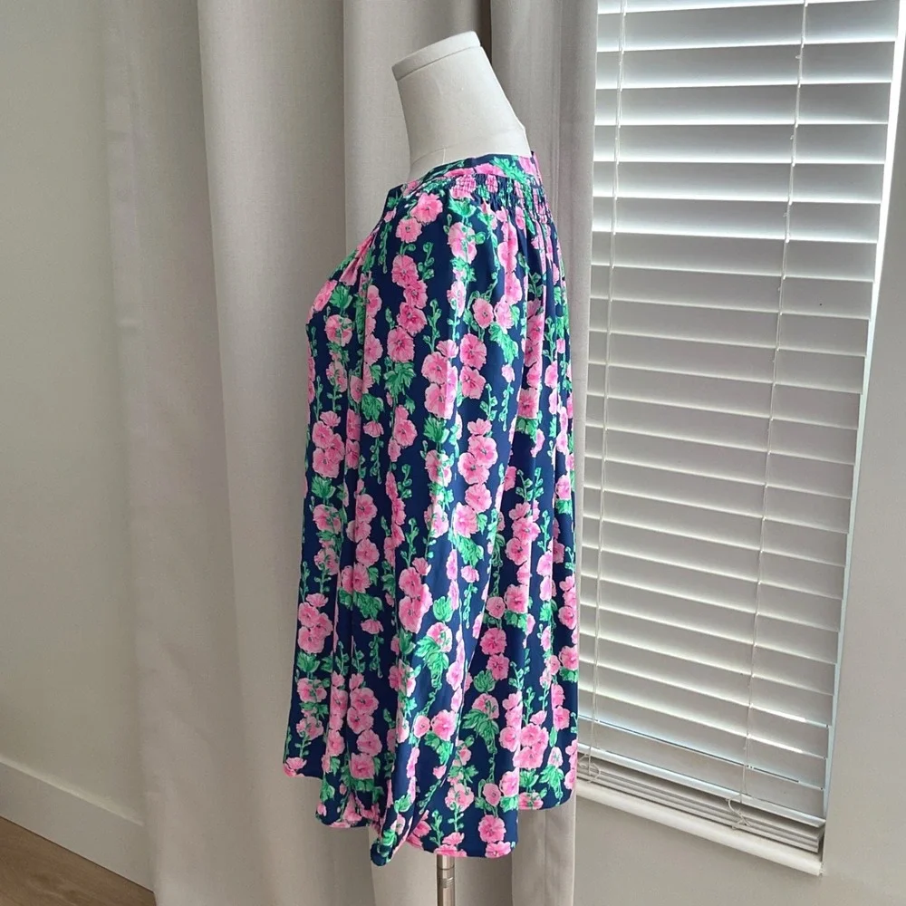 Lilly Pulitzer Women's Elsa Top 100% Silk Blouse Oyster Bay Navy Devine XL